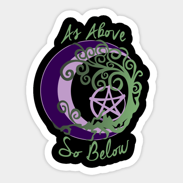 Wiccan Pagan Witch Tree of Life, As Above, So Below Art, pentacle Sticker by BeesEz